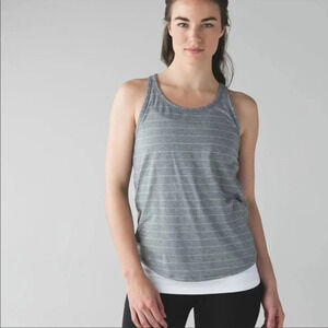 Lululemon Yogi Everyday Racerback Tank Short Serve Stripe Heathered Medium Grey